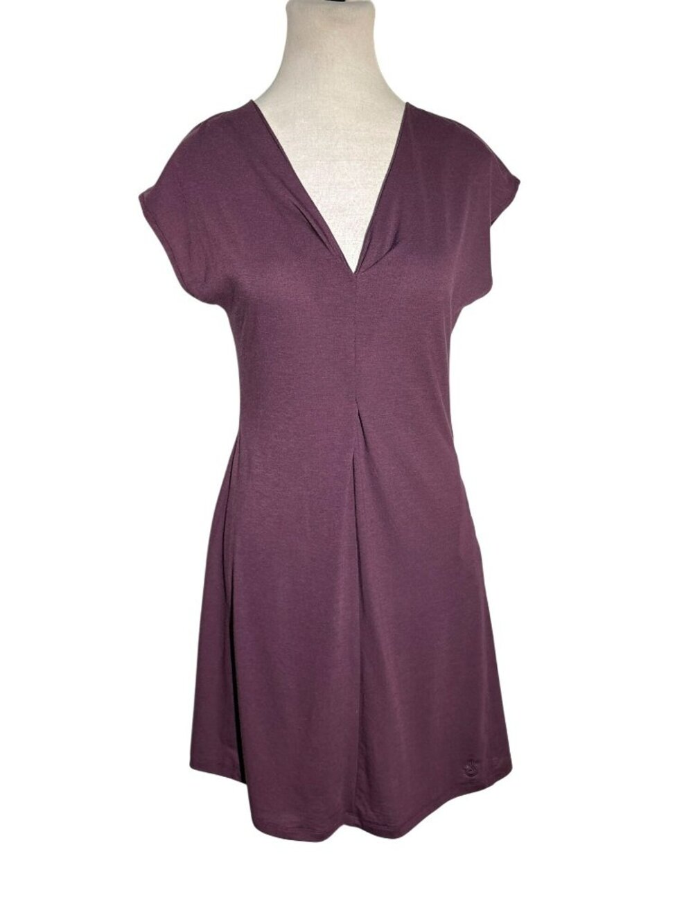 Isis Plum Purple V-Neck Cap Sleeve Dress Size XS